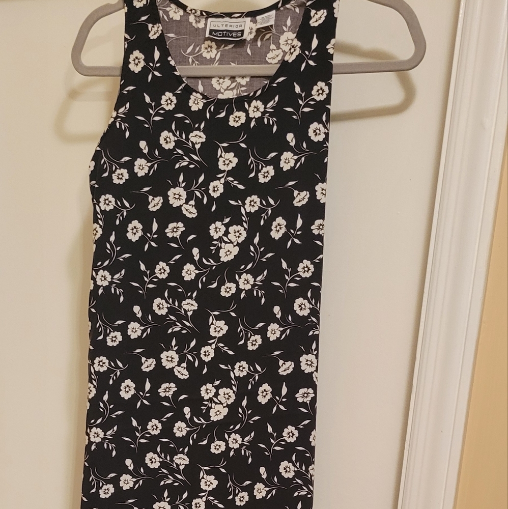 Ulterior Motives 90s Vintage Black and White Sleeveless  Maxi Dress Size 13/14